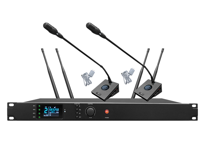 一拖二U段真分集无线麦克风：（台式）
